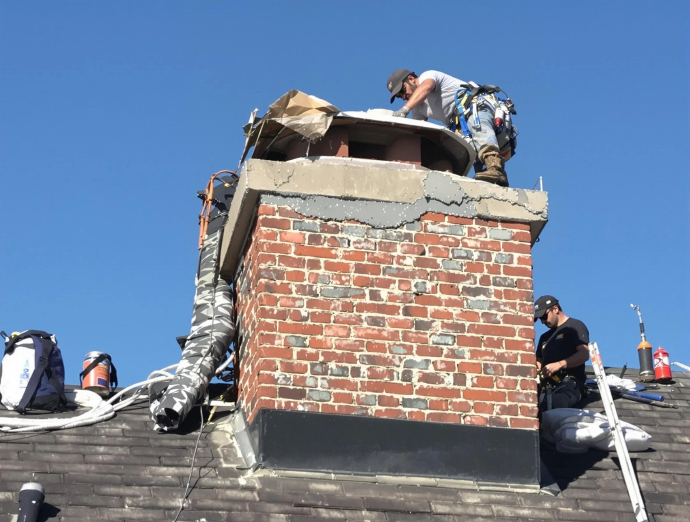 Genesee Chimney Sweep installing a custom chimney crown in Genesee, CO
