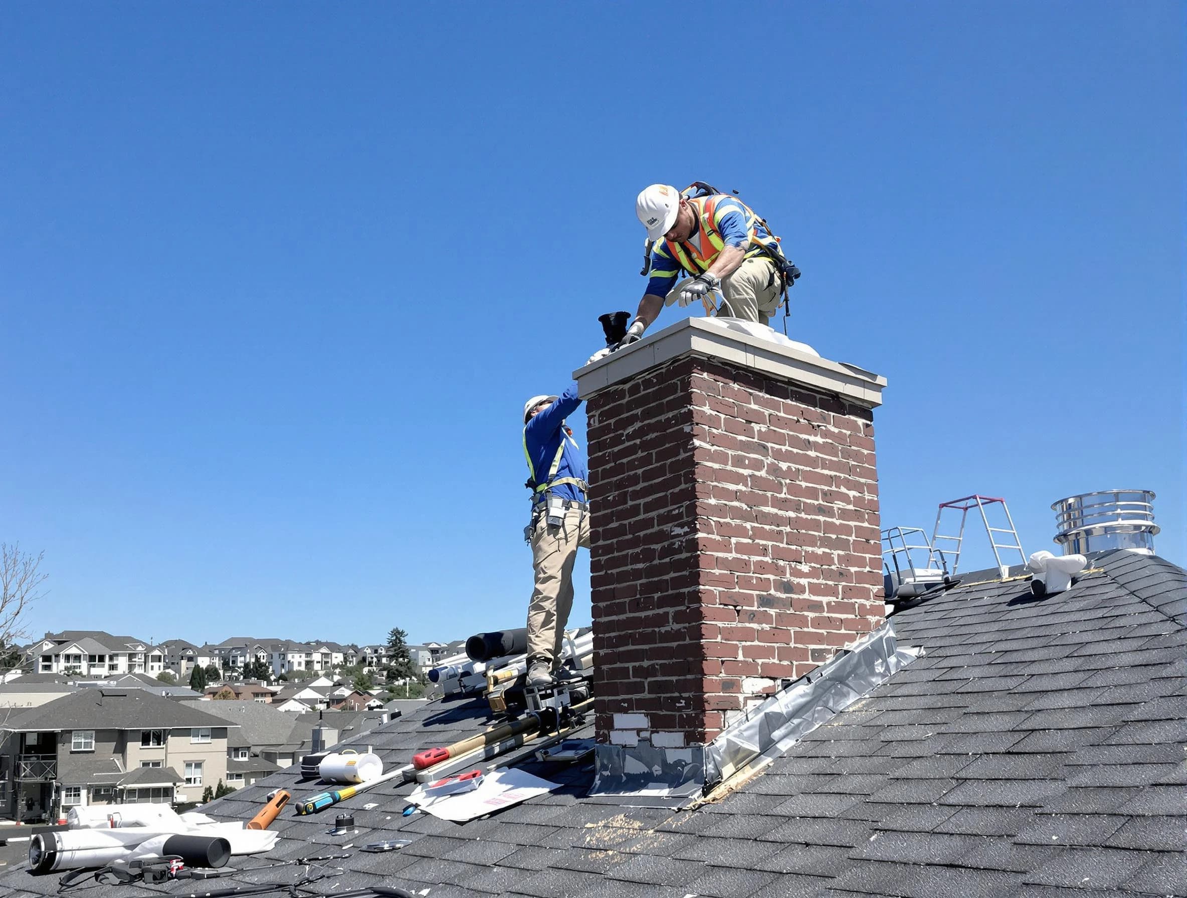 Genesee Chimney Sweep repairing a chimney crown in Genesee, CO
