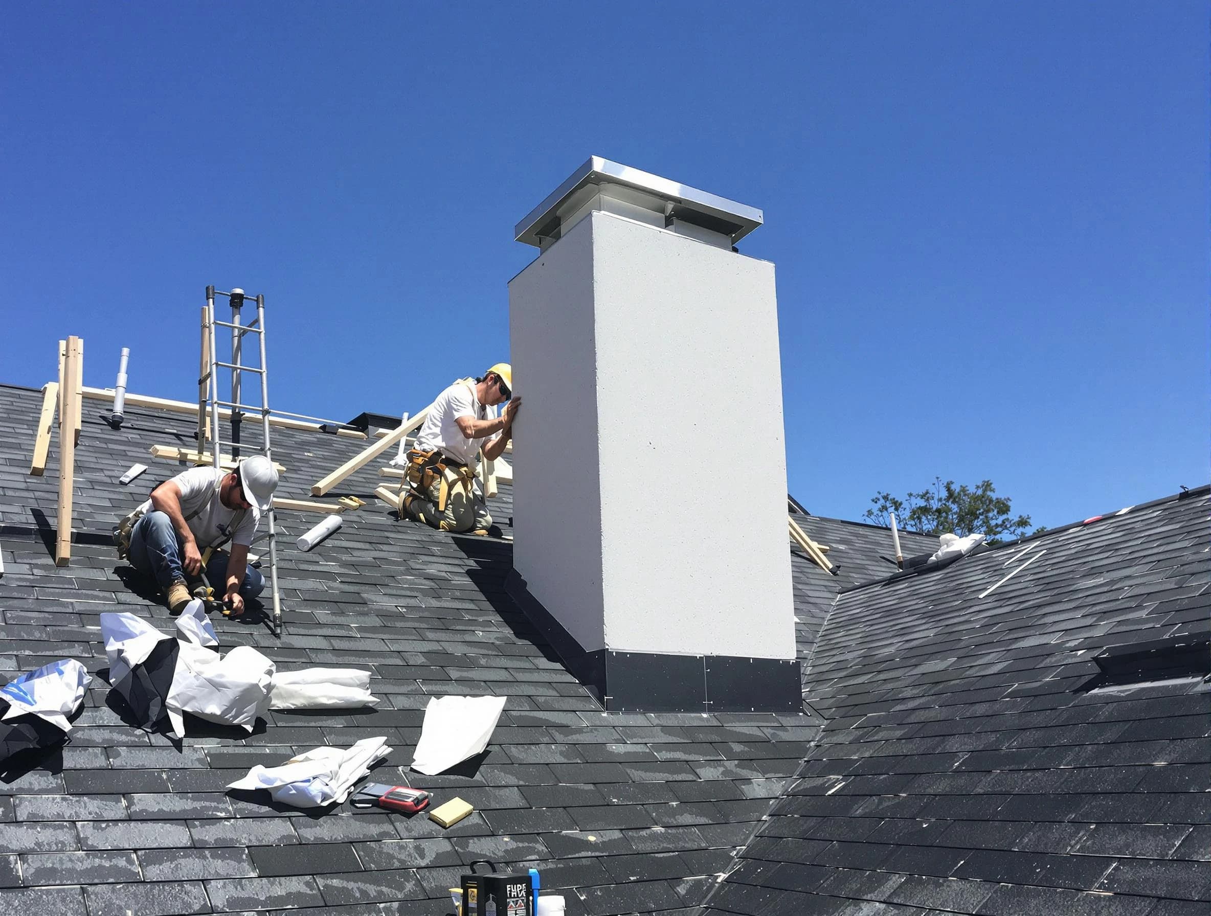 Genesee Chimney Sweep crew installing a new chimney in Genesee, CO