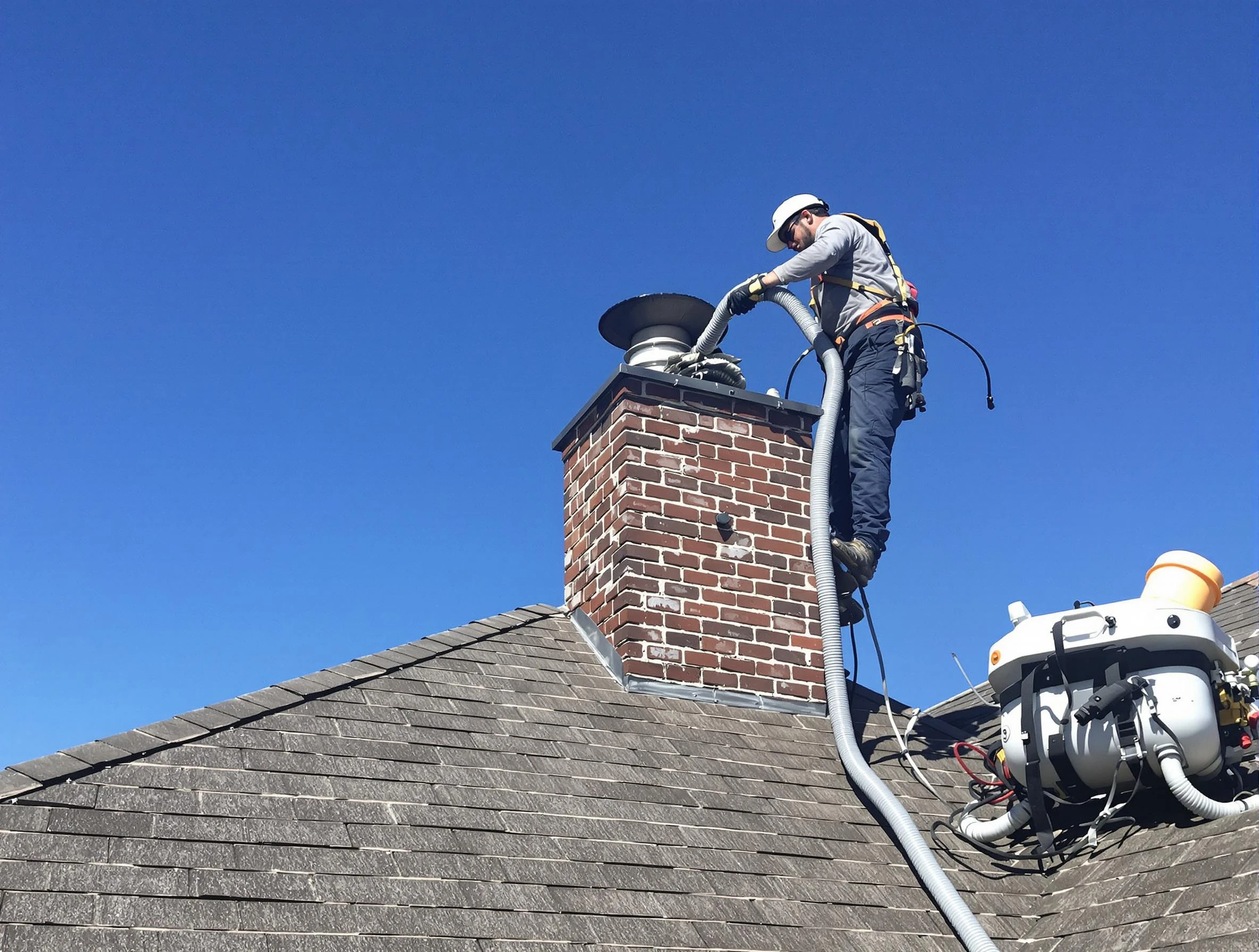 Dedicated Genesee Chimney Sweep team member cleaning a chimney in Genesee, CO