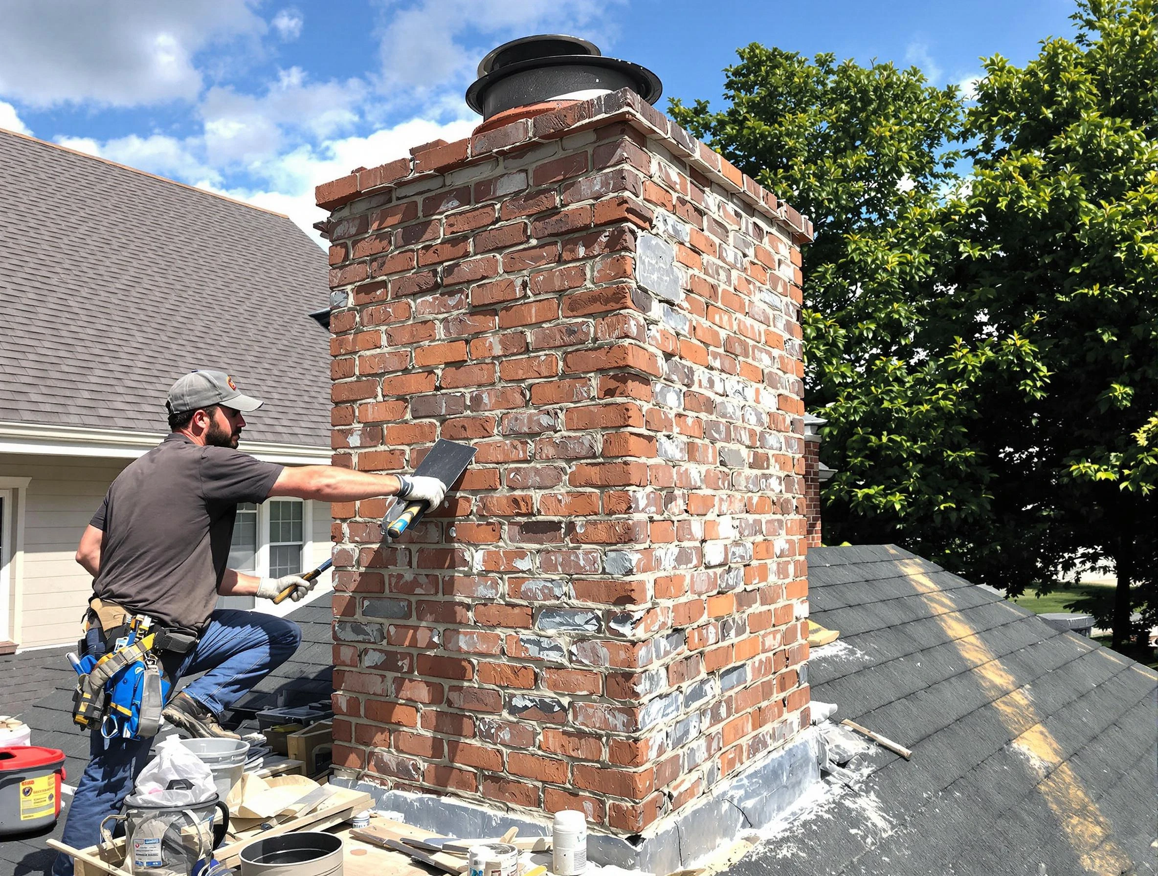 Completed chimney rebuild by Genesee Chimney Sweep in Genesee, CO