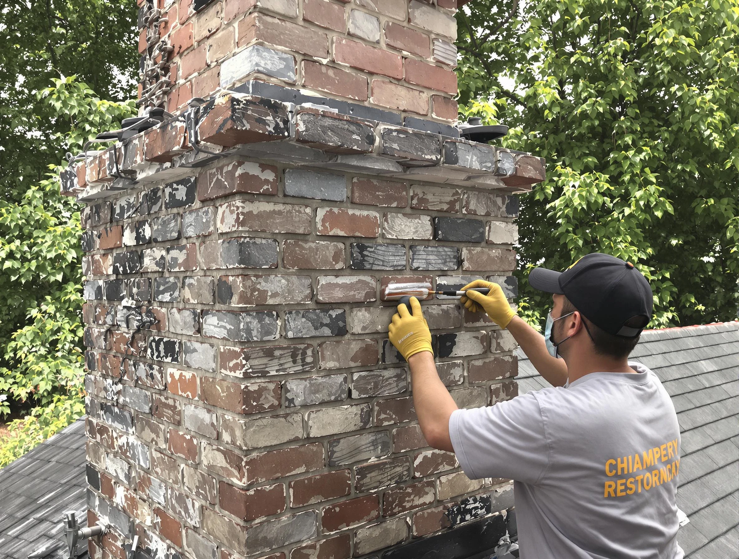 In-progress chimney restoration by Genesee Chimney Sweep in Genesee, CO